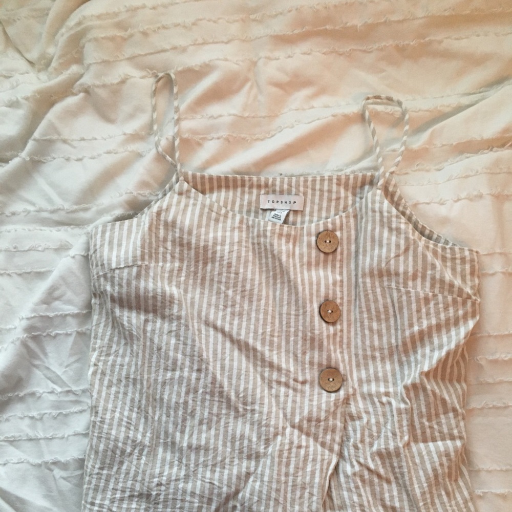 topshop linen stripes button tanktop